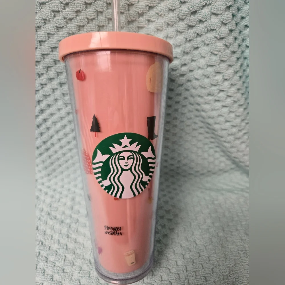 Starbucks Pink Sweater Weather Tumbler with Lid - Picture 1 of 4